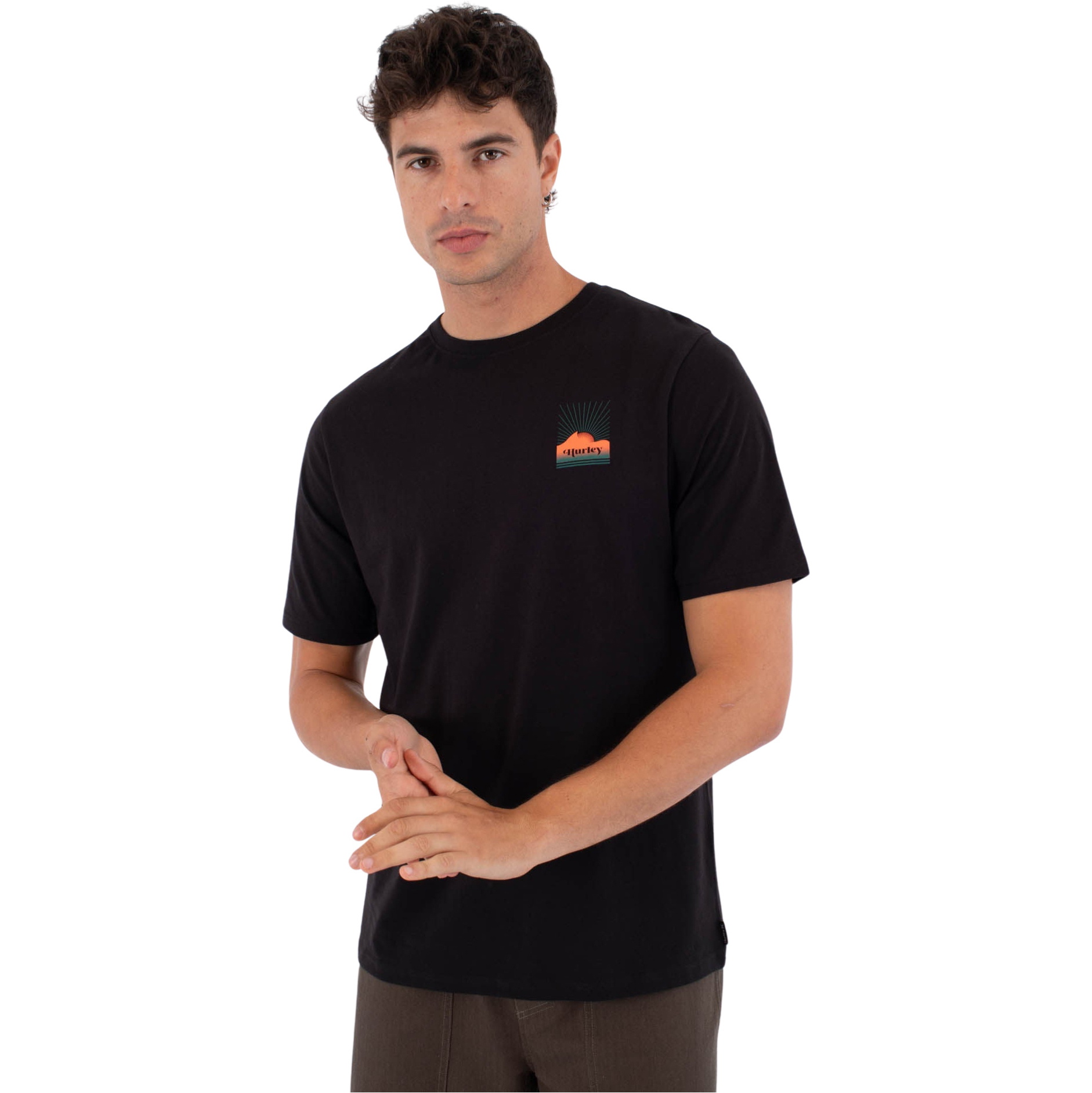 2026 Hurley Mens Printing Press Surfwar T-Shirt MTSEUED0020 - Black